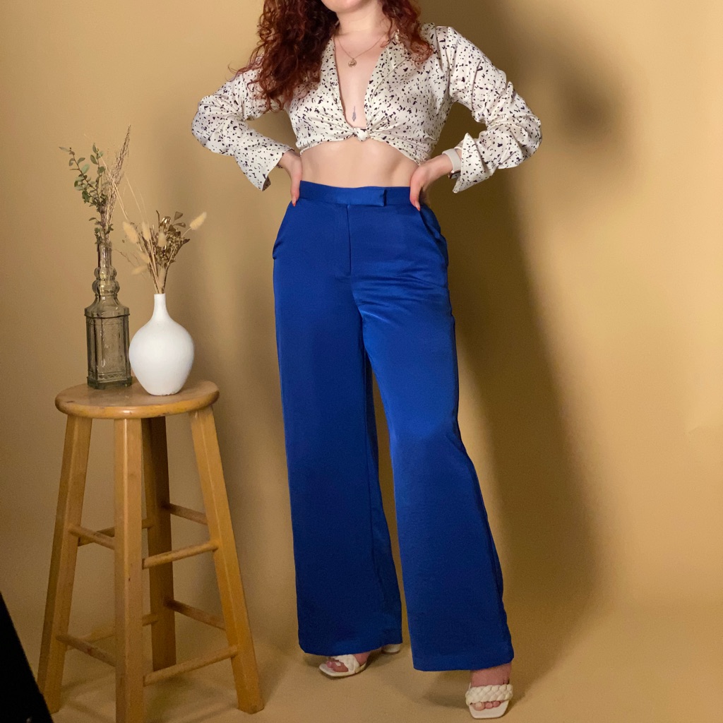 Wide Leg Royal Blue Pant